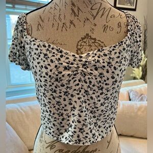 Elodie Nordstrom Off Shoulder Crop Top Ruched Puff sleeve